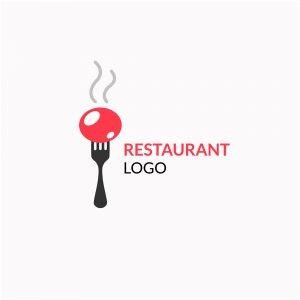 Restaurant Logo With Blue Shield and Flames